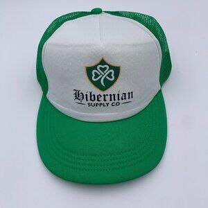 Hibernian Supply Co. Trucker Hat Retro 80’s Style Cap Unisex Green/White Irish